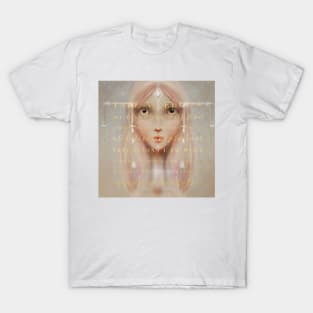 Gold Foil Overlay Word Art Pastel Hair Elf Illustration T-Shirt